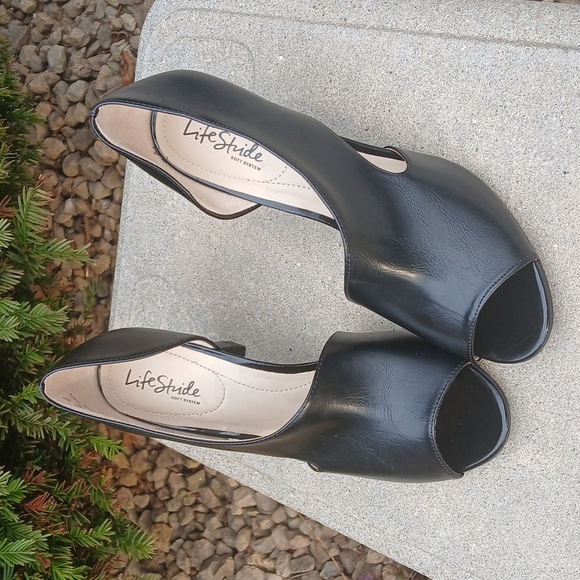 LifeStride The Caren Elegant Black Peep-Toe Heels Sz 10 - Picture 11 of 12